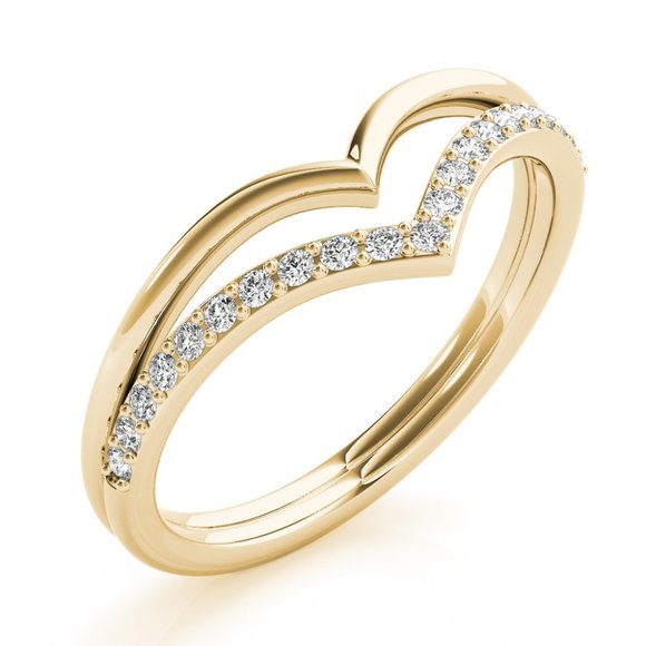 0.15 Carat Lab Grown Diamond Curved Wedding Band In 14K Yellow Gold - Picture 1 of 4